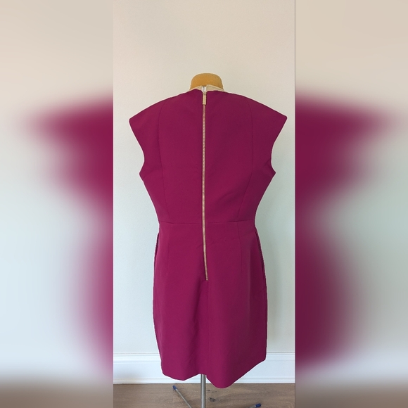 Ted Baker London women's sz 5 (US 12) dark pink dress with bow & 2 pockets - Picture 2 of 8